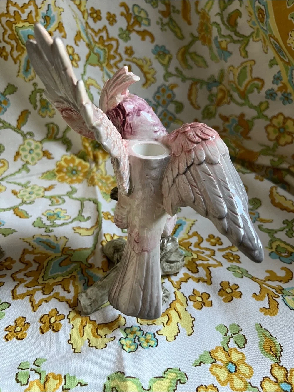 Fitz & Floyd Ceramic Cockatoo Figurine Pair - Decorative Bird Candlestick
